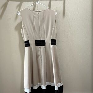 Calvin Klein Beige and Black Midi Dress